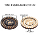 CREATCABIN 2Pcs Round Wood Jewelry Dish Trinket Tray Lotus Tree of Life Ring Dish Small Trinket Tray Ornament Earring Necklace Showcase Holder Organizer Flat Tray for Home Decor 3.8 Inch AJEW-CN0001-72-2