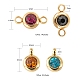 24Pcs 12 Colors 304 Stainless Steel Rhinestone Charms & Links connectors X-STAS-LS0001-28G-3