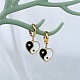 Clear Cubic Zirconia Heart with Yin Yang Dangle Hoop Earrings with Enamel EJEW-SW00011-18-4