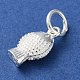 925 Sterling Silver Fish Charms with Jump Rings STER-E071-01S-04-2