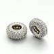 Brass Micro Pave Cubic Zirconia Large Hole European Beads ZIRC-M040-14-RS-2