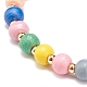 2Pcs 2 Size Natural Wood Round Beaded Stretch Bracelets Set for Kid and Parent BJEW-JB08568-7