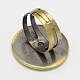 Adjustable Brushed Antique Bronze Eco-Friendly Brass Pad Ring Setting Components KK-M164-04AB-B-NR-3
