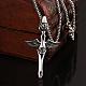 Vintage 316L Surgical Stainless Steel Skull and Cross Pendant Necklaces NJEW-BB07990-4