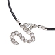 Eichelförmige Medaillon-Halskette aus Ebenholz mit Wachsschnüren NJEW-JN04485-6