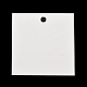 紙のピアスディスプレイカード  笑顔のプリントのイヤリングスタッド用ジュエリーディスプレイカード  ホワイト  正方形  8x8x0.05cm  穴：7mmと1mm  約100個/袋 CDIS-F007-06-3