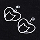 201 Stainless Steel Kitten Dangle Stud Earrings EJEW-T008-JN740-1