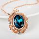 Real Rose Gold Plated Tin Alloy Glass Oval Pendant Necklaces for Women NJEW-BB04581-RG-3