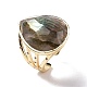 Открытое кольцо-манжета каплевидной формы из натурального камня с прозрачным кубическим цирконием RJEW-G257-06G-4