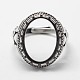 Componenti per anello a fascia larga ovale in argento sterling regolabile tailandese 925 STER-F025-52AS-3