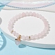 Bracelets extensibles en perles rondes en quartz rose naturel BJEW-JB09727-03-2
