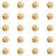アーリクラフト彫刻真鍮ビーズ  長持ちメッキ  ラウンド  ゴールドカラー  3.5~4x3mm  穴：2mm  200個/箱 KK-AR0001-83G-1
