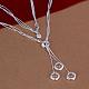 Popular Silver Color Plated Brass Multi-strand Snake Chain Necklaces NJEW-BB12806-3