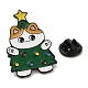 猫エナメルピン  電気泳動黒メッキ合金ブローチ  クリスマスツリー  34x22x1.5mm JEWB-I026-01B-3