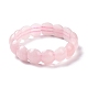 Bracciale elastico semicircolare con perline in quarzo rosa naturale BJEW-P270-01-2