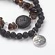Lava Rock and Smoky Quartz Beads Wrap Bracelets and Earrings Jewelry Sets SJEW-JS00905-01-3