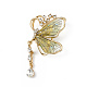 Resin Butterfly Brooch Pin with Crystal Rhinestone JEWB-P016-05KCG-03-1