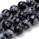 Naturschneeflocke Obsidian Perlen Stränge, Runde, 8 mm, Bohrung: 1 mm, ca. 50 Stk. / Strang, 15.7 Zoll