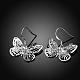 Graceful Silver Plated Brass Filigree Butterfly Dangle Earrings EJEW-BB00705-2