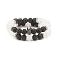 Ensemble de bracelets extensibles de perles rondes de quartz craquelé naturel et de roche de lave BJEW-JB07205-1