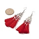 4 Pairs 4 Color Polyester Tassel with Glass Beaded Chandelier Earrings EJEW-TA00183-4