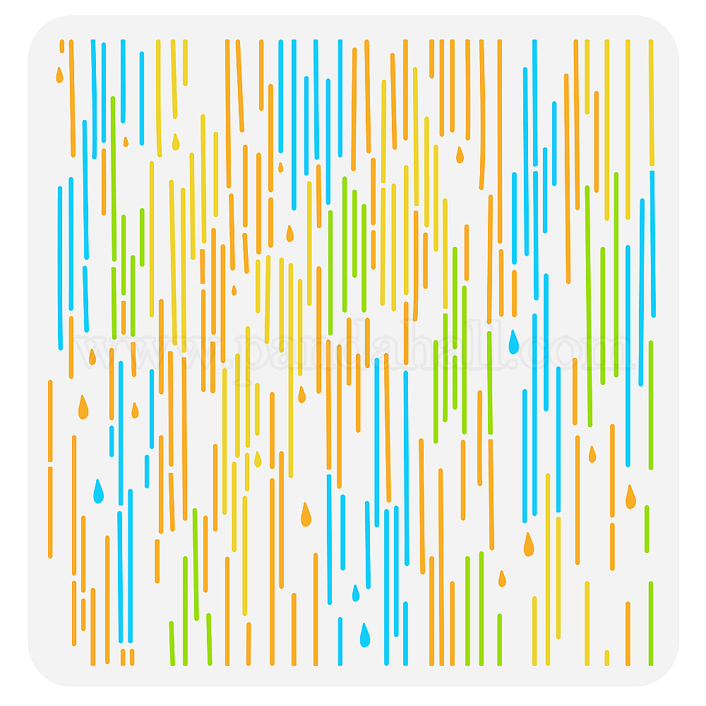 Wholesale FINGERINSPIRE Rain Wall Stencil 30x30cm Rain Pattern Stencils
