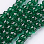 スプレープリントクラックガラスビーズ連売り  ラウンド  濃い緑  6mm  穴：1.3~1.6mm  約133個/連  31.4インチ