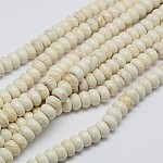 1 rangée de perles synthétiques turquoises synthétiques, teinte, blanc crème, 6x4mm, Trou: 1mm, Environ 88~90 pcs/chapelet, 15 pouce