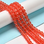 Filamenti di perline rotondo cottura imitazione dipinto vetro giada, corallo, 8.5~9mm, Foro: 1.5 mm, circa 105pcs/filo, 31.8 pollice