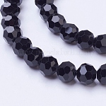 Glass Beads Strands, Faceted, Round, Black, 8mm, Hole: 1mm, about 70~72pcs/strand, 22.6 inch