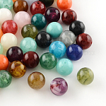 Perles rondes en acrylique d'imitation pierre précieuse, couleur mixte, 18mm, Trou: 3mm, environ 150 pcs/500 g