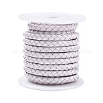 Geflochtene Rindslederband, Lederseilschnur für Armbänder, weiß, 6 mm, ca. 3.82 Yard (3.5m)/Rolle