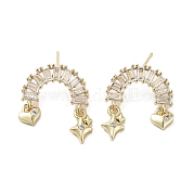Серьга-гвоздик из латуни с микропаве из кубического циркония EJEW-C081-35G