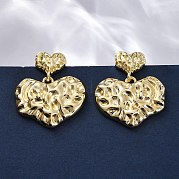 Кованые латунные серьги-гвоздики в форме сердца EJEW-R025-23G
