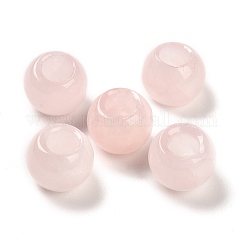 Rosa naturale perline europei quarzo, perline con foro grande, tondo, 12x9.5~11mm, Foro: 5~6 mm