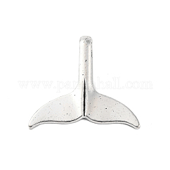 Colgantes de la aleación de estilo tibetano, forma de cola de ballena, sin plomo y el cadmio, plata antigua, 30x32x2mm, agujero: 5 mm, aproximamente 105 unidades / 500 g