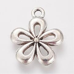 Pendente in lega stile tibetano, fiore, piombo & cadimo libero, argento antico, 18x15x2mm, Foro: 2 mm, circa 430pcs/500g