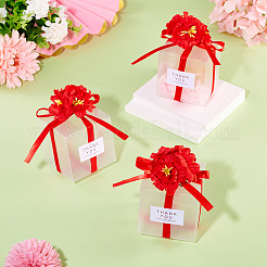 Durchsichtige PVC-Geschenkverpackungsboxen für Süßigkeiten mit Band und Kunstblume&nbsp;CON-TAC0001-20C