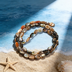 2 hebra de cuentas de concha de paua natural&nbsp;BSHE-PA0001-09