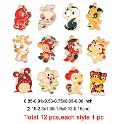 12pcs 12 styles de pendentifs en émail en alliage&nbsp;ENAM-FP0001-88