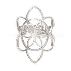 Anelli regolabili in acciaio inossidabile 304 con fiore cavo anti-ossidazione per le donne&nbsp;LS-RJEW-N048-06P