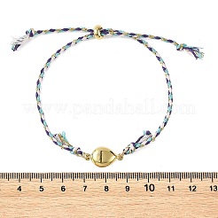 Bracelet coulissant ajustable en cordon métallique tressé en polycoton et acier inoxydable 304&nbsp;BJEW-JB14245-04