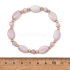 Bracelets extensibles en perles de kunzite naturelle et de laiton pour femmes&nbsp;BJEW-JB14124-01