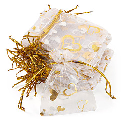50 bolsa de organza con estampado de corazón&nbsp;OP-TADJ0001-01H