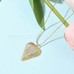 Halsketten mit Herzanhänger aus Messing mit Mikropflaster und klarem Zirkonia für Damen&nbsp;NJEW-D306-04G-B