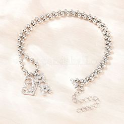 Collier pendentif cœur « maman » en laiton serti de micro-pavés de zirconiums cubiques transparents&nbsp;NJEW-A071-06B-P