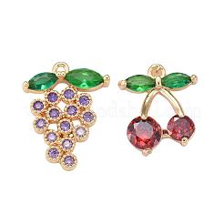 8 Stück 4 Stil echte 18 Karat vergoldete Frucht Thema Messing Micro Pave Zirkonia Anhänger&nbsp;ZIRC-ZZ0001-06G