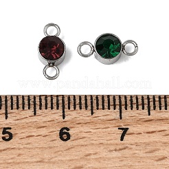 12 Stück flacher runder Strass-Verbinderanhänger aus Edelstahl 304&nbsp;STAS-H247-02P
