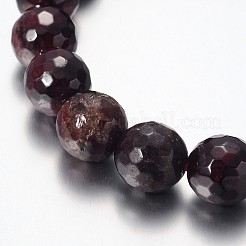 Facettierten natürlicher Granat runde Perle Stretch-Armbänder&nbsp;BJEW-JB09123