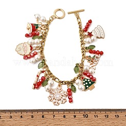 Weihnachtsthema-Legierungs-Emaille-Charme-Armbänder&nbsp;BJEW-TA00651
